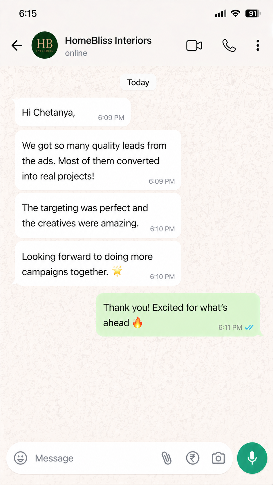 Client WhatsApp Review