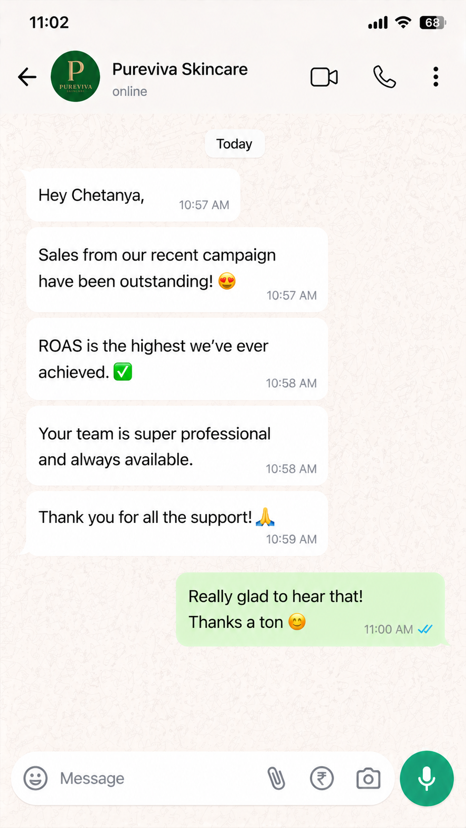 Client WhatsApp Review