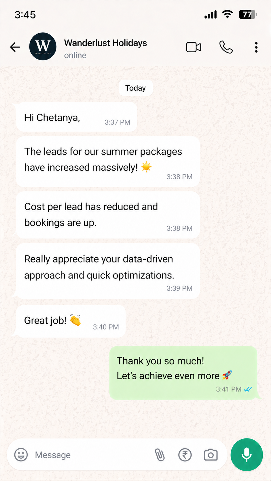 Client WhatsApp Review