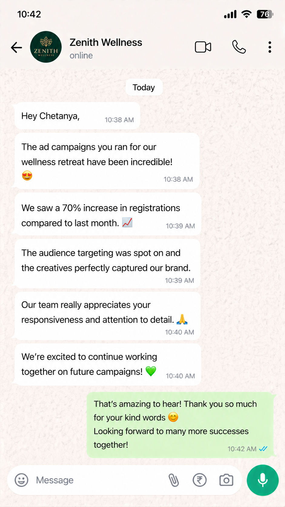 Client WhatsApp Review