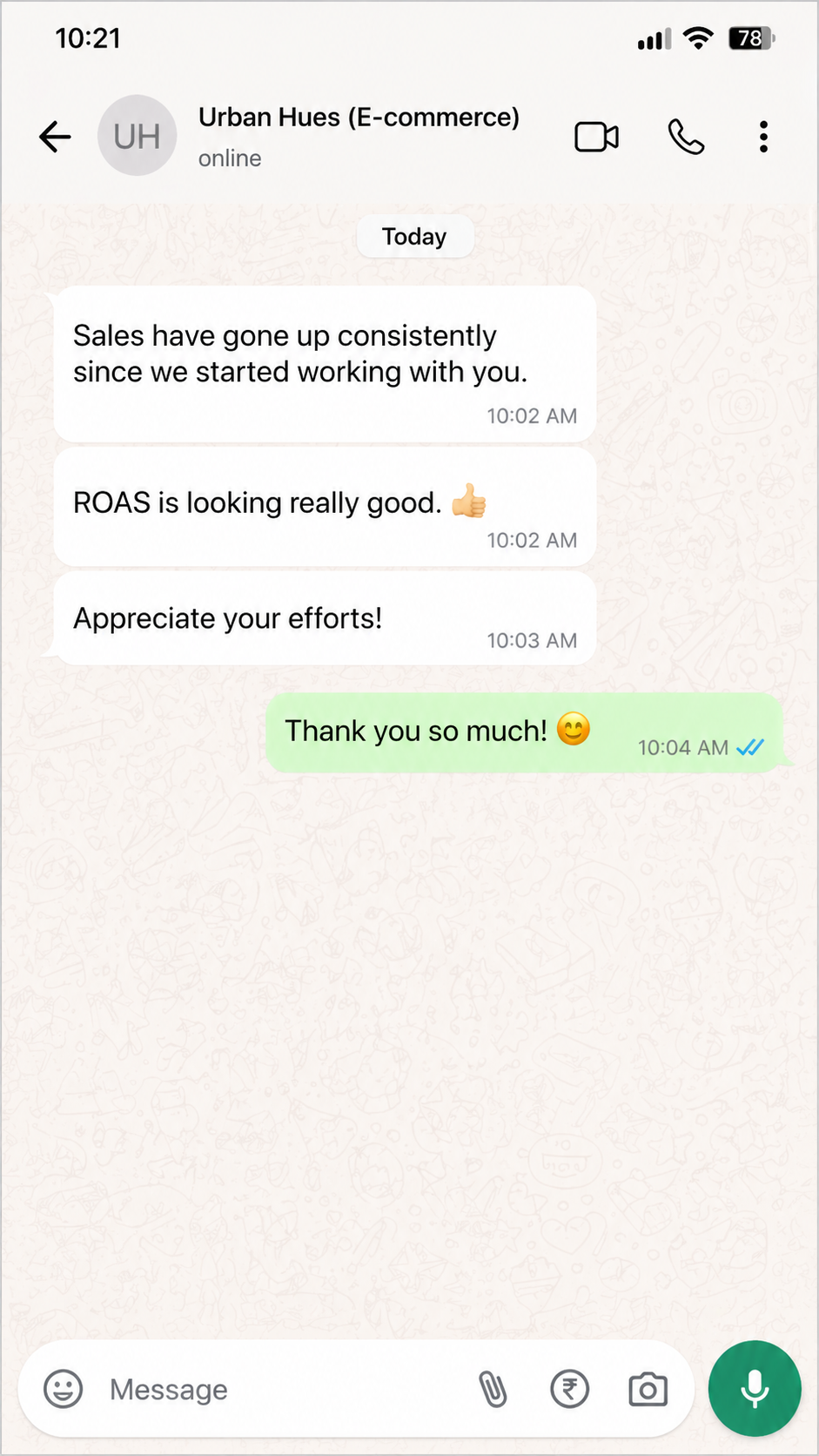 Client WhatsApp Review