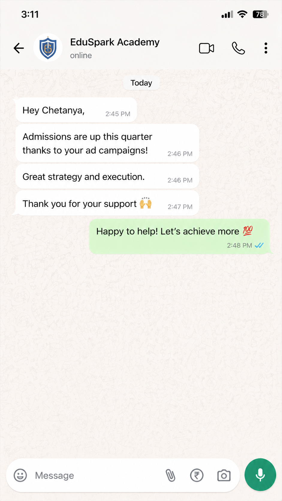 Client WhatsApp Review