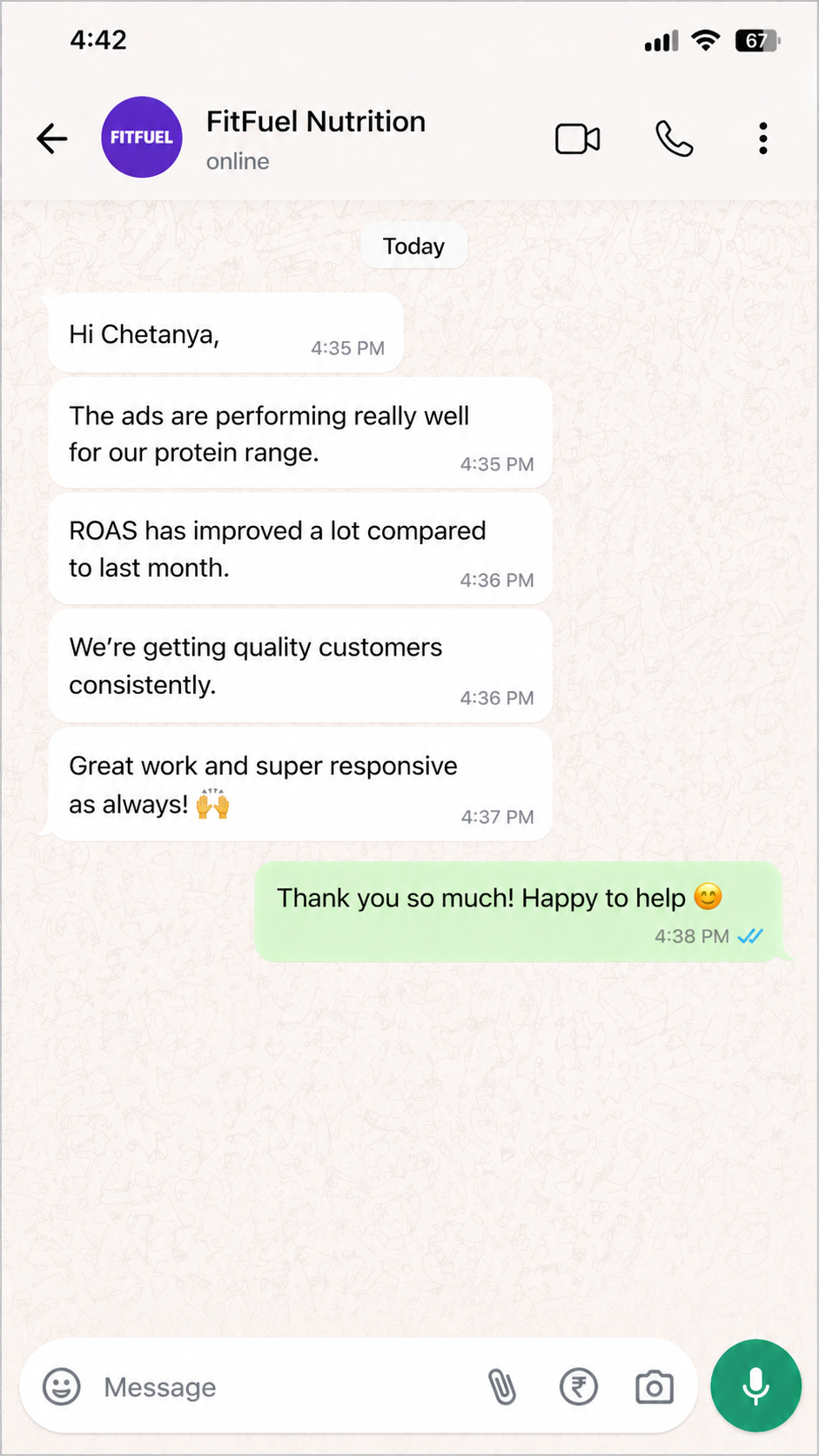 Client WhatsApp Review